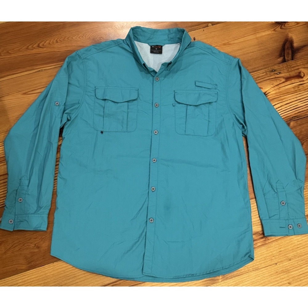 BALEAF Men's M Teal Long Sleeve Fishing Shirt Vented UPF Nylon Outdoor Hiking